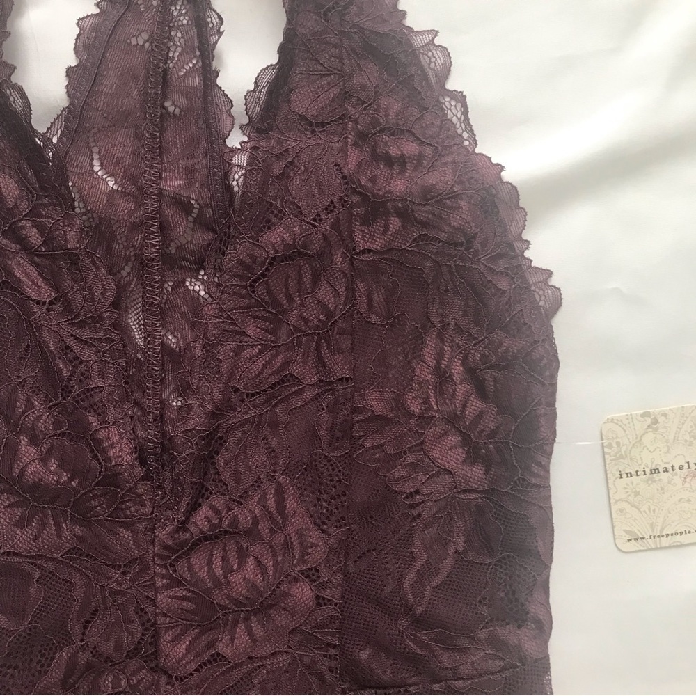 NWT Free People Everyday Lace Bodysuit in Plum Jam - Picture 3 of 10